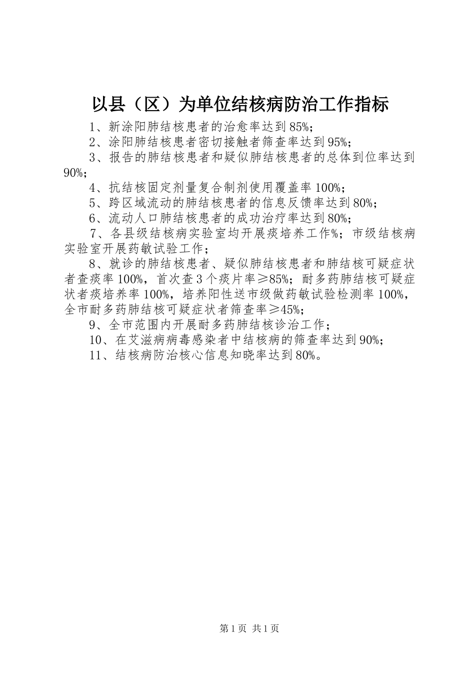 2024年以县为单位结核病防治工作指标_第1页
