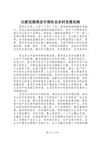 2024年以新发展理念引领农业农村发展实践