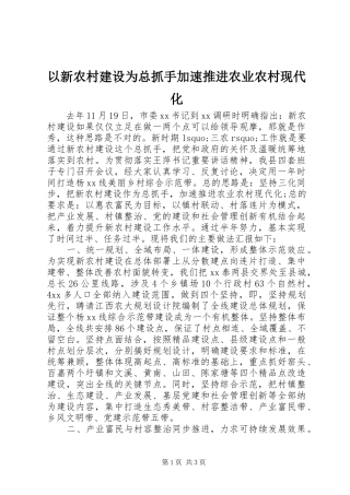 2024年以新农村建设为总抓手加速推进农业农村现代化