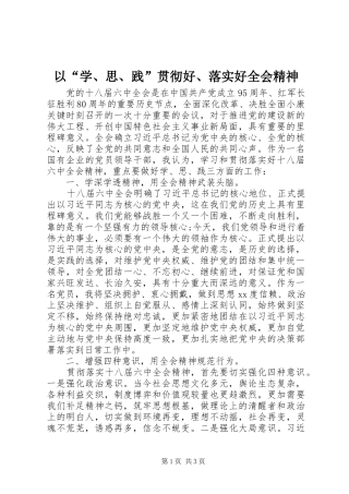 2024年以学思践贯彻好落实好全会精神