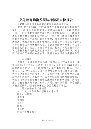 2024年义务教育均衡发展达标情况自检报告