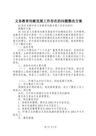 2024年义务教育均衡发展工作存在的问题整改方案