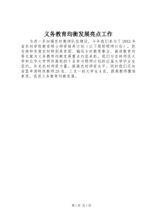 2024年义务教育均衡发展亮点工作