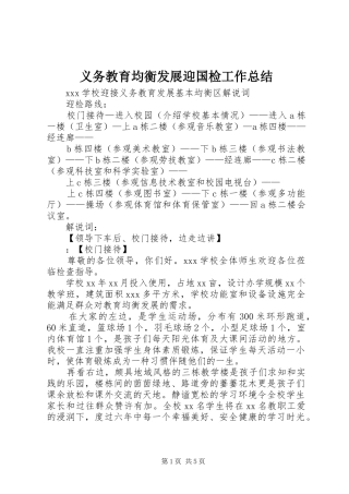 2024年义务教育均衡发展迎国检工作总结