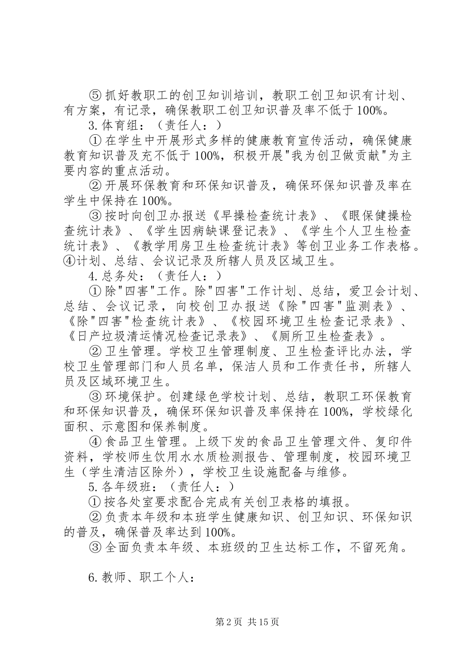 2024年学校创卫工作责任分工方案_第2页