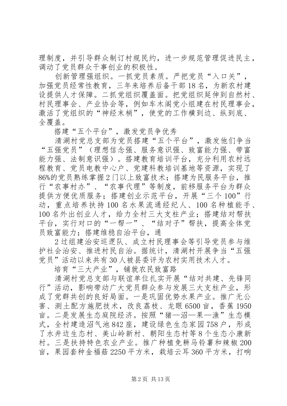 2024年勇立潮头永葆先进清湖村党总支部创先争优纪实_第2页