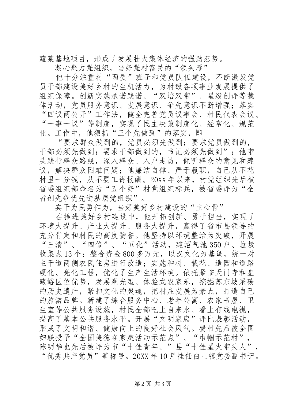 2024年勇于担当的村书记先进事迹_第2页
