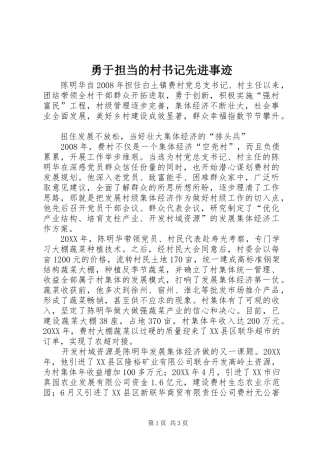 2024年勇于担当的村书记先进事迹