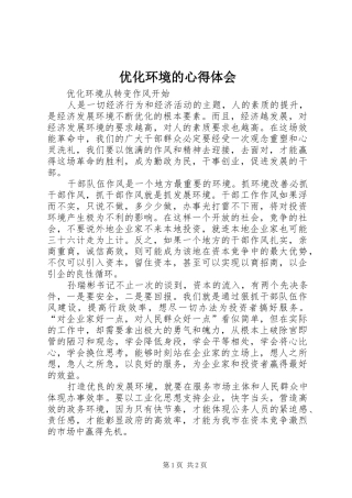 2024年优化环境的心得体会
