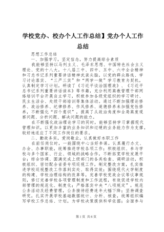 2024年学校党办校办个人工作总结党办个人工作总结