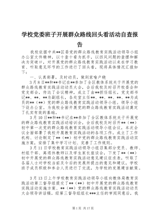 2024年学校党委班子开展群众路线回头看活动自查报告