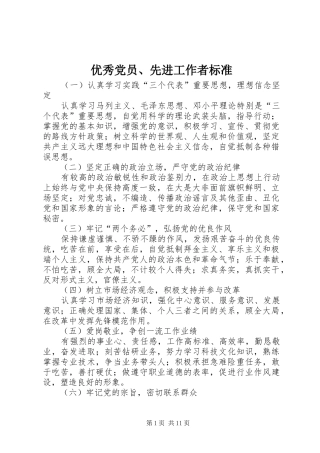 2024年优秀党员先进工作者标准