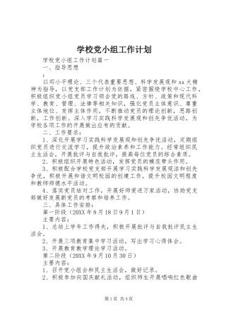 2024年学校党小组工作计划
