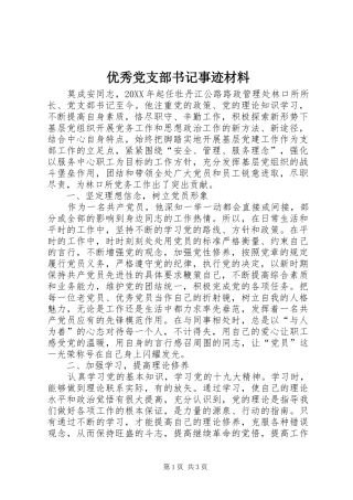 2024年优秀党支部书记事迹材料