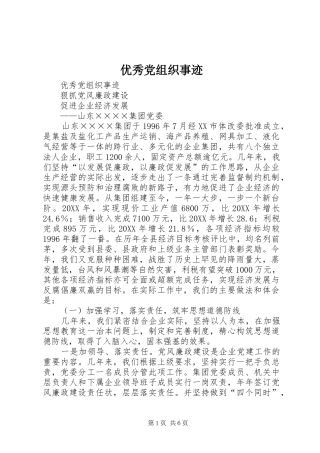 2024年优秀党组织事迹