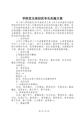 2024年学校党支部创优争先实施方案