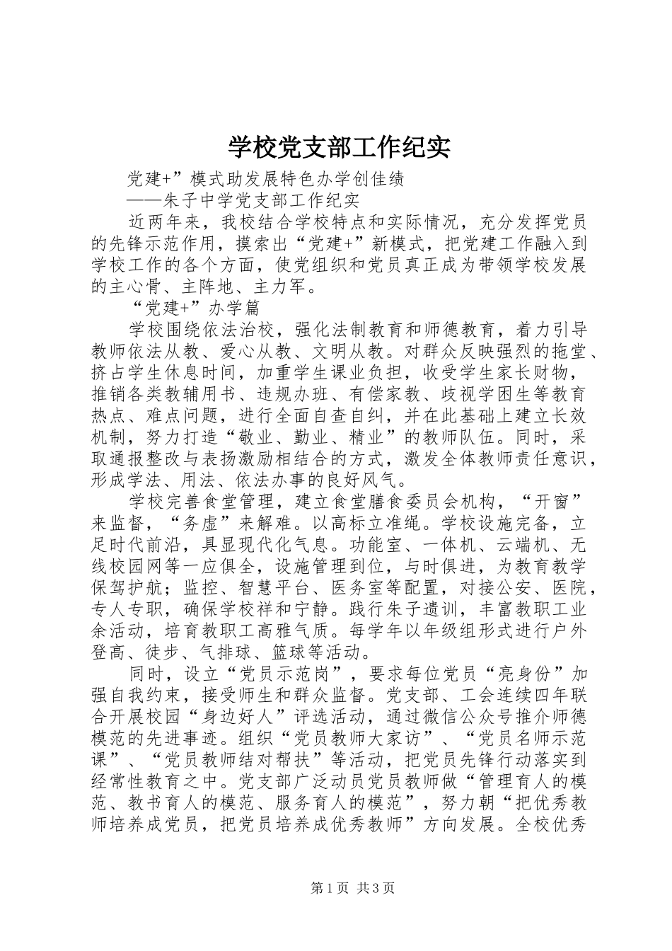 2024年学校党支部工作纪实_第1页