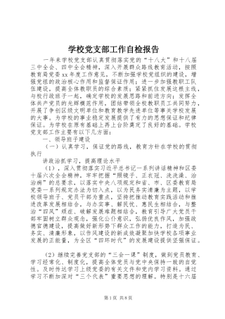 2024年学校党支部工作自检报告