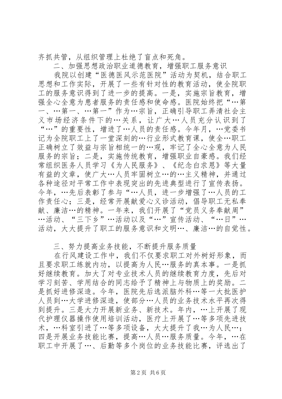 2024年医院行风建设工作总结_第2页
