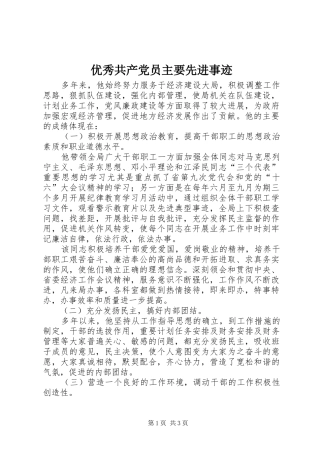 2024年优秀共产党员主要先进事迹