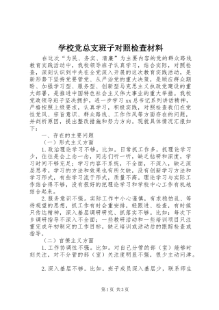 2024年学校党总支班子对照检查材料