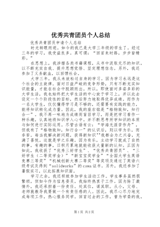 2024年优秀共青团员个人总结