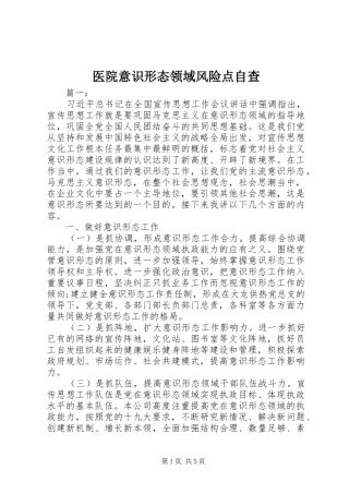 2024年医院意识形态领域风险点自查