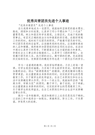2024年优秀共青团员先进个人事迹