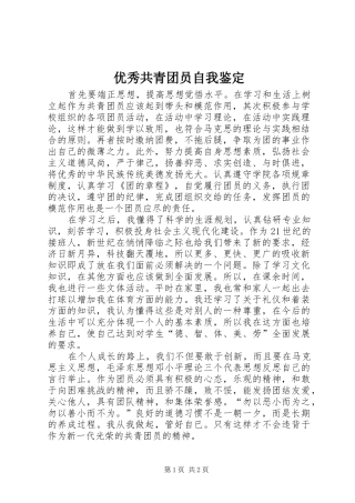 2024年优秀共青团员自我鉴定