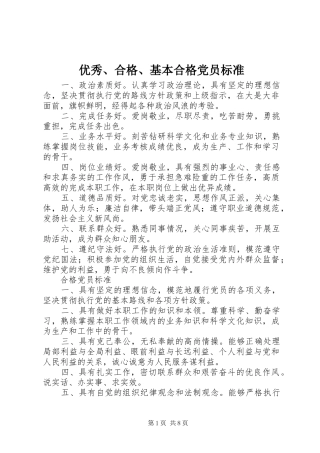 2024年优秀合格基本合格党员标准