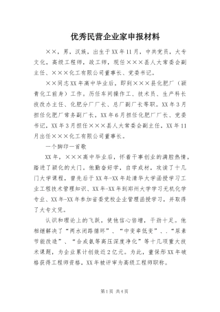 2024年优秀民营企业家申报材料