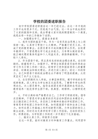 2024年学校的团委述职报告