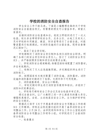 2024年学校的消防安全自查报告
