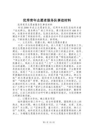 2024年优秀青年志愿者服务队事迹材料