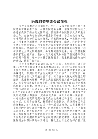 2024年医院自查整改会议简报