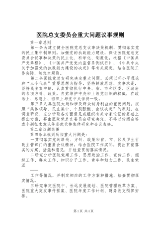 2024年医院总支委员会重大问题议事规则