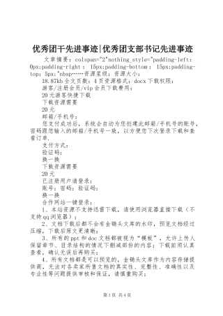 2024年优秀团干先进事迹优秀团支部书记先进事迹