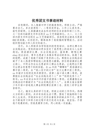 2024年优秀团支书事迹材料