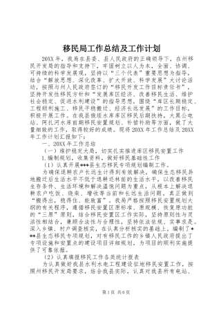 2024年移民局工作总结及工作计划