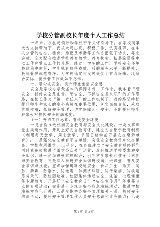 2024年学校分管副校长年度个人工作总结