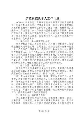 2024年学校副校长个人工作计划