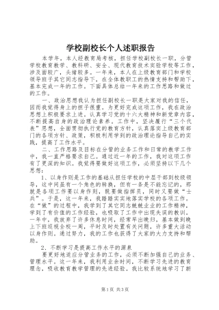 2024年学校副校长个人述职报告