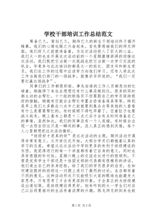 2024年学校干部培训工作总结范文