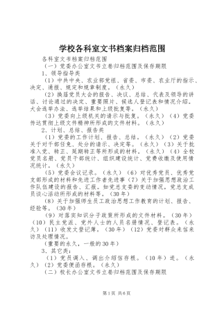 2024年学校各科室文书档案归档范围