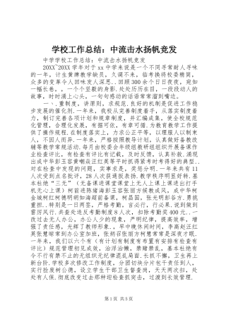 2024年学校工作总结中流击水扬帆竞发