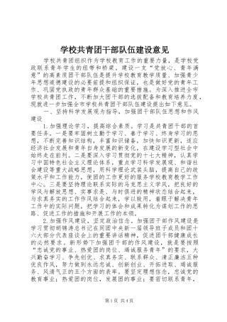 2024年学校共青团干部队伍建设意见