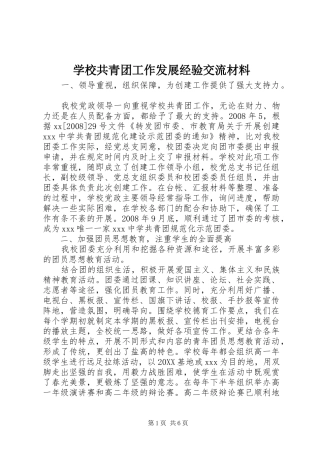 2024年学校共青团工作发展经验交流材料
