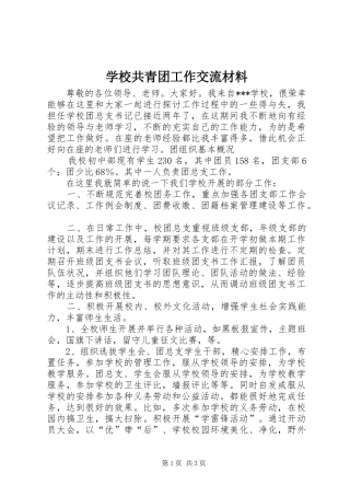 2024年学校共青团工作交流材料