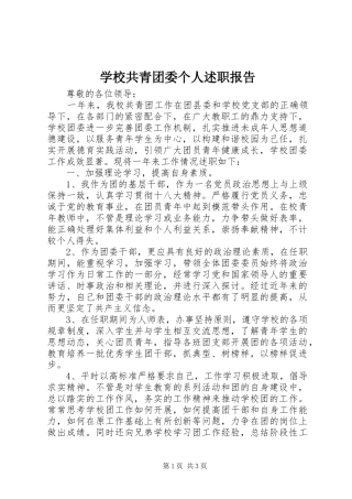 2024年学校共青团委个人述职报告