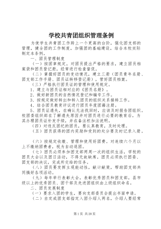 2024年学校共青团组织管理条例